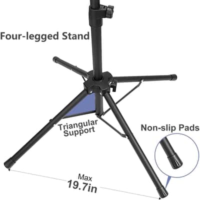 Mic Stand, Microphone Stand Floor Boom Mic Stand with Tablet Phone Holder Height Adjustable Four-legged Stand Gooseneck Boom Arm with 2 Mic Clips for Singing Stage Performance Party image 3