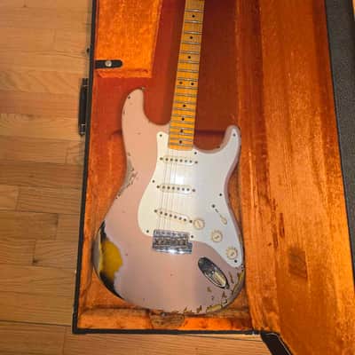 2021 Fender Custom Shop LE '56 Stratocaster Heavy Relic - Faded Shell Pink over 2-tone Sunburst image 1