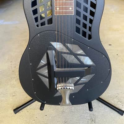 National Reso-phonic Tricone Polychrome Acoustic Guitar Black + Case image 5