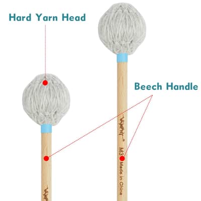 Professional Marimba Mallets -M3 Hard Yarn Heads with Beech Wood Handle Keyboard Percussion Accessories for Xylophone Glockenspiel Vibraphone with Professionals and Advanced Players image 3
