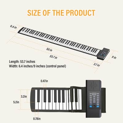 88 Keys Roll Up Piano, Upgraded Portable Rechargeable Hand Roll Piano Keyboard, 128 Rhythms, 128 Tones, Roll Out Keyboard Piano With Led Display Midi Function, Best Gift For Kids And Beginners image 5