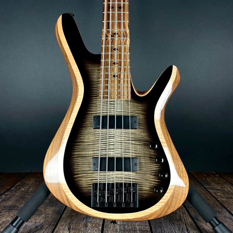 Kiesel Vanquish 5-String Bass, Flame Maple/Walnut/Zebrawood- Black