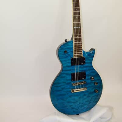 ESP EC-200QM Electric Guitar, See Thru Blue w/ Case image 2