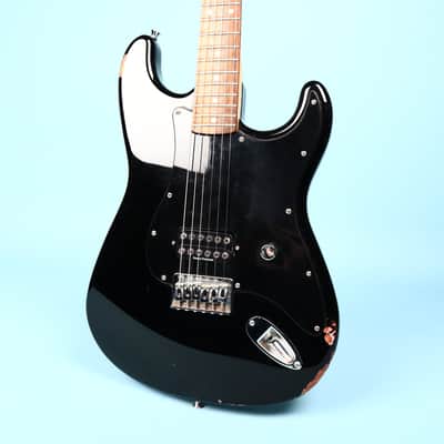 2002 Squier Tom Delonge Stratocaster Electric Guitar Black image 1