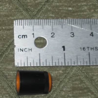 two used genuine Boss DF-2 KNOB, fits split shaft shaft (stem) mid 1980s/early 1990s - TOP: orange with black marker // SIDES: black // hard plastic (NO: pedal/other items) TOP side: some short scratches & few nicks / BLACK areas: few scratches image 22