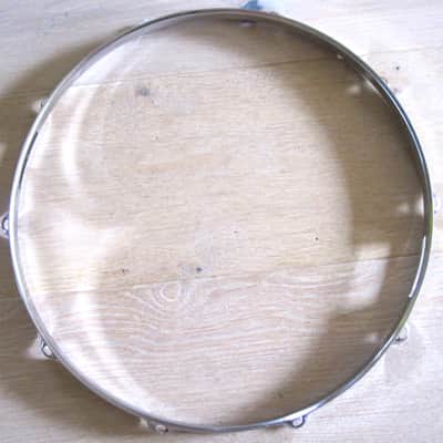 14" 10-Lug Triple-Flanged Snare Side Hoop Rim Chrome NOS image 1