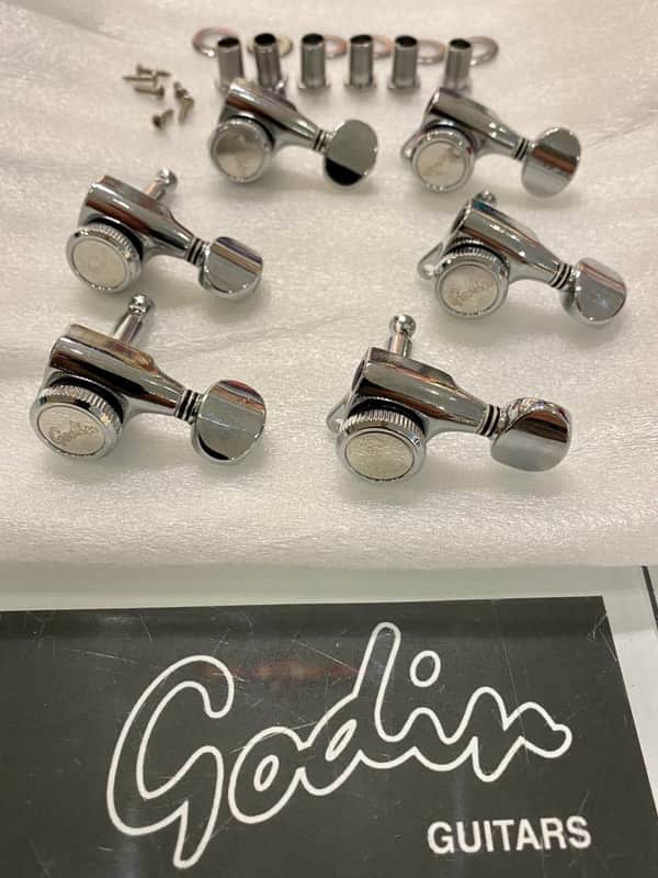 Godin #452354 Locking Tuners Set of 6 - SIX IN LINE Tuning Machine Heads image 1