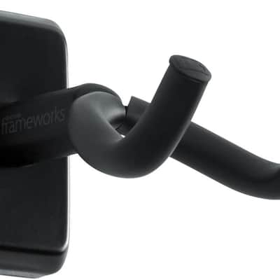 Gator Cases GFW-GTR-HNGRBLK Frameworks Wall Mounted Guitar Hanger with Black Mounting Plate image 1