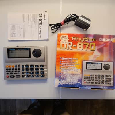 Cleaned Boss DR-670 with manual, box, compatible power adapter
