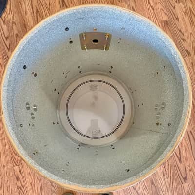 Vintage  Slingerland/Rogers Drum set 12" 14" 18" 1960s Green Sparkle Re-Wrap Kit image 8