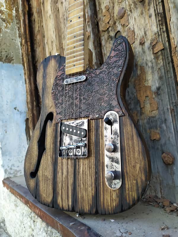 American Vintage Old Wood Engraved Pickguard image 1