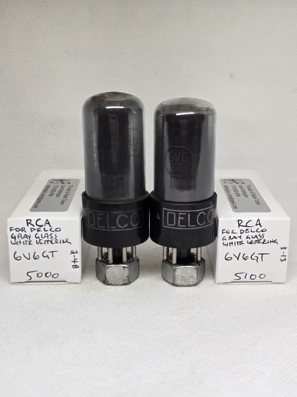 RCA 6V6GT Made For Delco Gray Glass Almost Well Matched (1.9%) Pair NOS 6V6 image 1