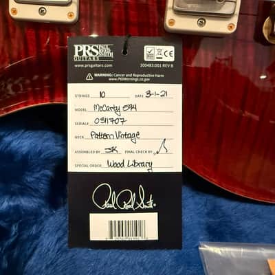 PRS Wood Library McCarty 594 - Red Tiger 10-Top, Ebony Board - 7lbs 11.5oz - Mint image 15