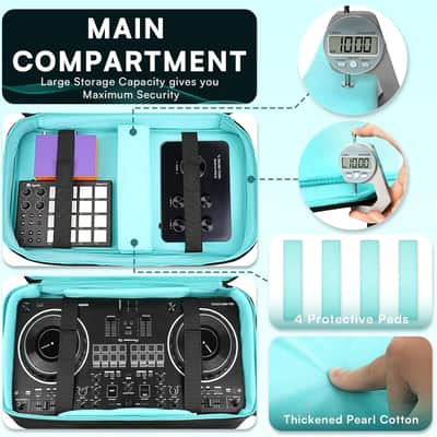DJ Bag for DDJ-FLX4/DDJ 200/DDJ 400/DDJ REV1, Padded DJ Controller Crossbody Bag with 4 Pockets for 17.3 Inch Laptop, Cables, DJ Mixer Case with Adjustable Shoulder Strap for DJ Equipment image 3