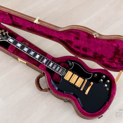 1999 Gibson Custom Shop 1961 Les Paul SG Custom Ebony 3 Pickup w/ 57 Classic PAFs, Case image 21
