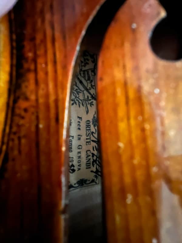 Fine Italian Labeled Violin Attributed to Oreste Candi No.124 L'Anno 1938 image 1