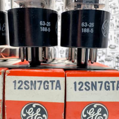 General Electric 12SN7GTA Preamp Tube Set Grey Plates Same Codes USA 1963 Tested image 6