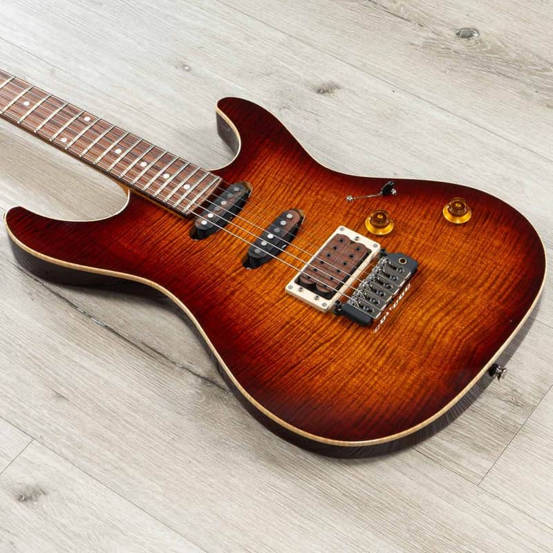 Fibenare Roadmaster FB Guitar, Flame Maple Neck, HSS Pickups, Tobacco Sunburst image 1