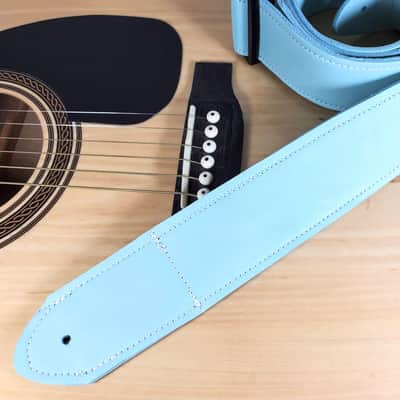 Light Blue Leather Premium Leather Guitar Strap- Mint Leather Guitar Strap-100% Leather Guitar Strap- Acoustic, Electric Bass Guitars image 1