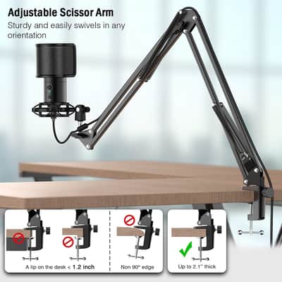 USB Gaming Streaming Microphone Kit for PC Computer, Condenser Mic Set with Arm Stand Mute Button & Gain, Mic Studio Bundle image 3