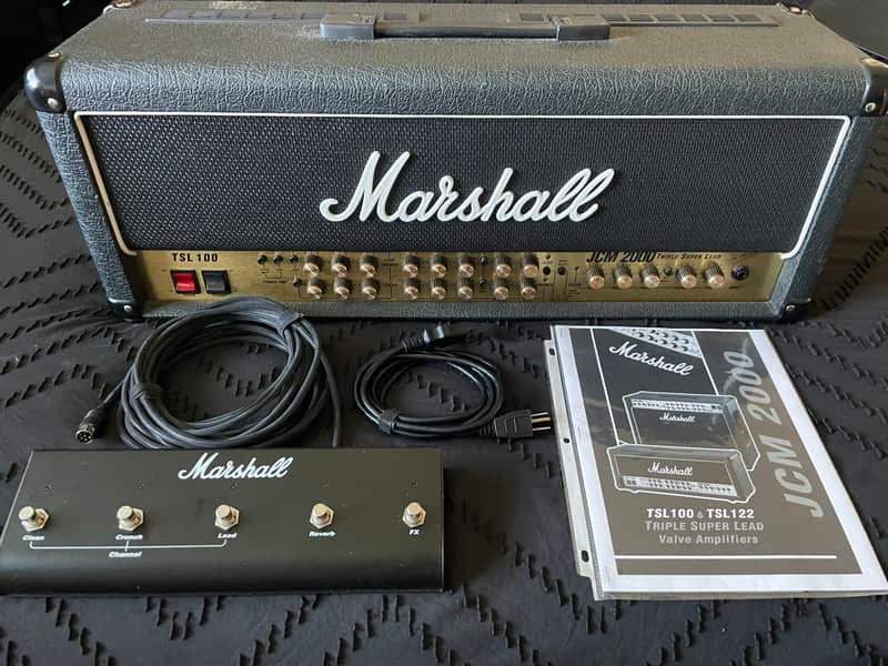Marshall TSL100 Triple Super Lead JCM2000 Series Guitar Amplifier Head (100 Watts) with Footswitch, manual, power cable & Custom Cover image 1