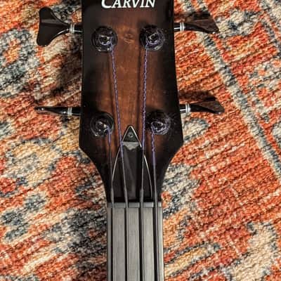 Carvin Semi-Acoustic Fretless Left Handed Bass, 2 Color Burst w/ohsc image 3