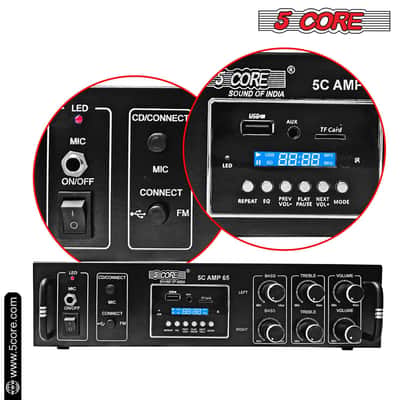 5Core Amplifier Home Audio 65W RMS Stereo Receiver DJ Amp w USB AUX MIC SD Card Input image 2
