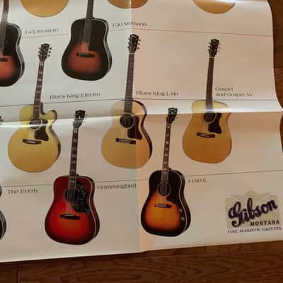 Gibson Fold Out Brochure B.B King Poster 90’s J-200 100 Xtra 30 45 chicago 35 SJ 30 Blues King Electro L-00 image 4