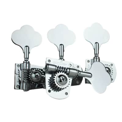 Guyker Bass (4 for Right) Machine Head - 1:21 Ratio Gear Open Frame Tuners Tuning Key Pegs Replacement for Electric Jazz Guitar Bass or Precision Instruments, Chrome image 2