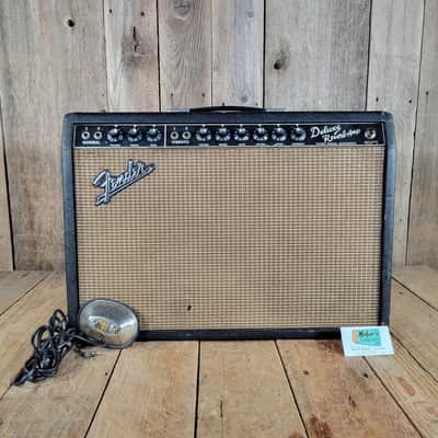 Fender Deluxe Reverb 1965 w/ Cover and Footswitch Serviced Very Good - Black image 1