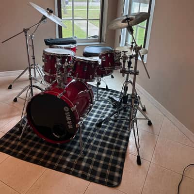 SUPER RARE Yamaha Oak Custom MIJ Trans Red 7-Piece Drums Plus Hardware! image 2