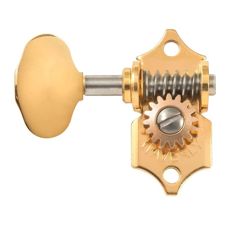 Waverly Guitar Tuners with Butterbean Knobs, for Solid Pegheads, Gold, 3L/3R image 1