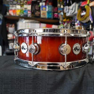 DW USA Collectors Exotic Series 5.5x14" Super Solid 1PC. Maple Snare Drum - Tobacco Burst Lacquer image 8