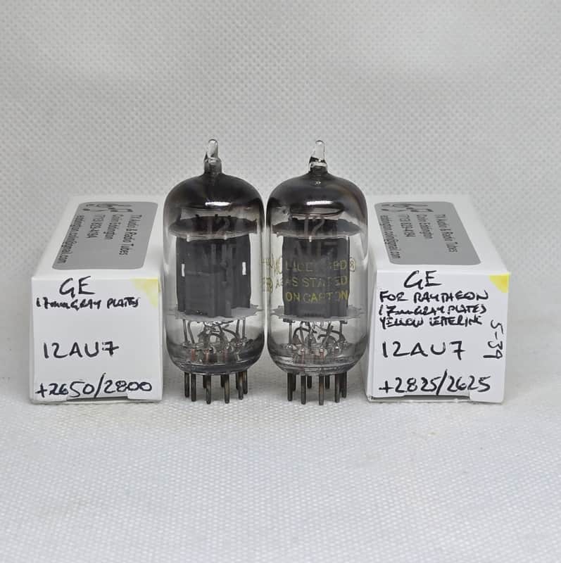 GE 12AU7 Gray Plate Well Matched (7.9%) Pair NOS ECC82 12AU7A image 1