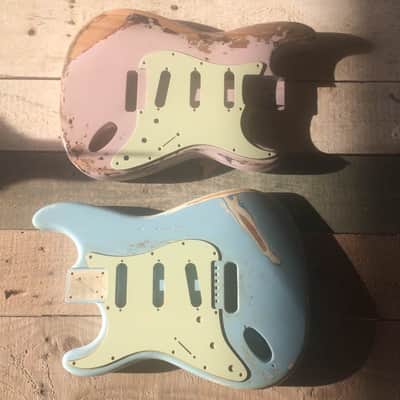 NGS Guitars. Fender LH Body 1995 Blue relic image 7