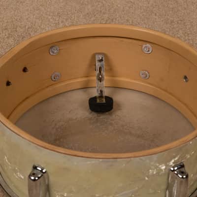 1960s Slingerland 5x14 White Marine Pearl Deluxe Student Snare Drum image 9