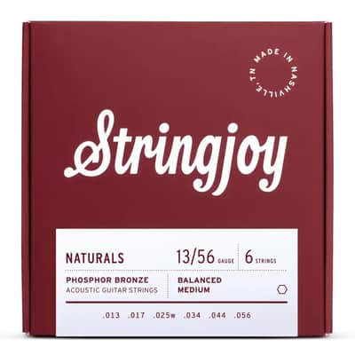 Stringjoy 13-56 Balanced Medium Naturals Phosphor Bronze Acoustic Guitar Strings image 2
