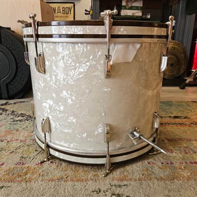 Leedy 20x14" 3-ply Bass Drum - White Marine Pearl - Nickel Hardware 1950 image 7
