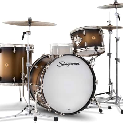 Slingerland Radio King 3-piece Shell Pack - Black and Gold Lacquer image 1