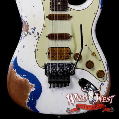 Fender Custom Shop Wild West White Lightning Stratocaster HSS Floyd Rose Rosewood Fingerboard 22 Frets Heavy Relic Lake Placid Blue 7.70 LBS image 1