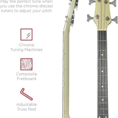 Full Size 4 String Acoustic Electric Bass Guitar Fretted Bass Guitar with Gig Bag image 3
