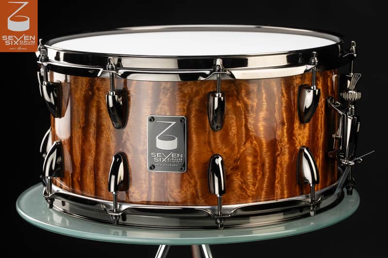 The Seven Six Drum Company Waterfall Bubinga Ultra Thin Reso Series 7x14 Custom Solid Stave Snare Drum image 1