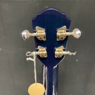 Oscar Schmidt OU2TFTBL-A Tenor Flame Mahogany Ukulele NEW uke Blue OU2 w/ lightweight case-Blemished image 7
