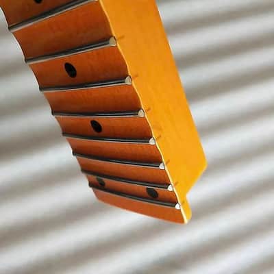 Glossy Finish Maple Guitar Strat Style Neck with Scalloped Fingerboard, Reversed Headstock image 4