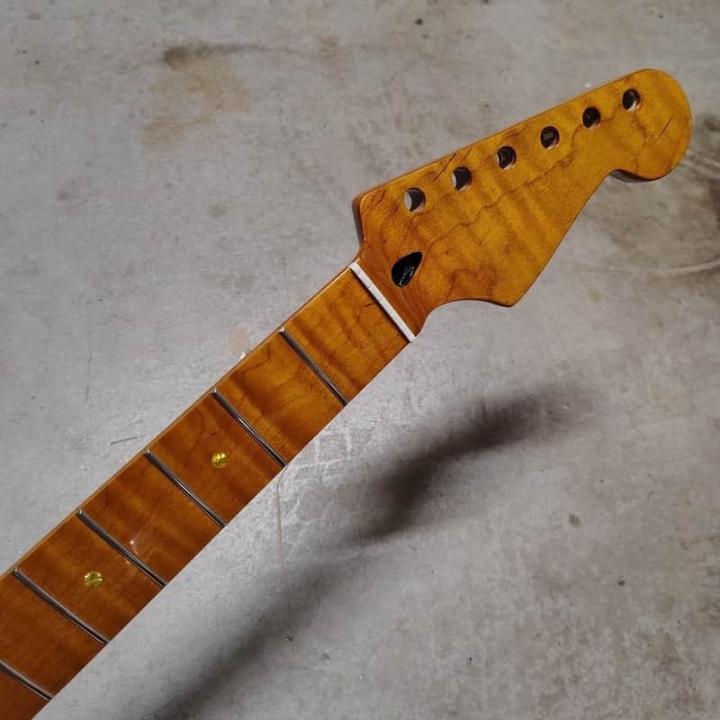 Flame Roasted Maple Strat Neck fits fender Stratocaster body 22 frets Modern image 1