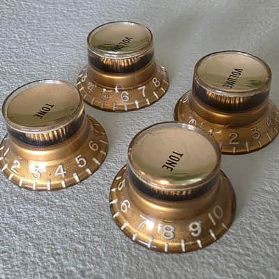 BEAUTIFUL Vintage 60’s 70’s Gold Reflector Knobs Set Les Paul SG Gibson ES Volume Tone image 8