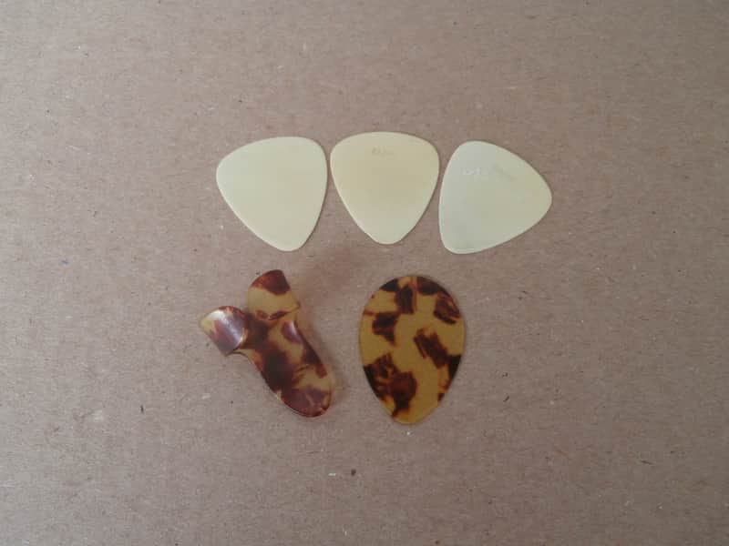 Lot of Five Vintage 1960's/1970's Japan Guitar Picks! Three National Picks! Original Case Candy! image 1