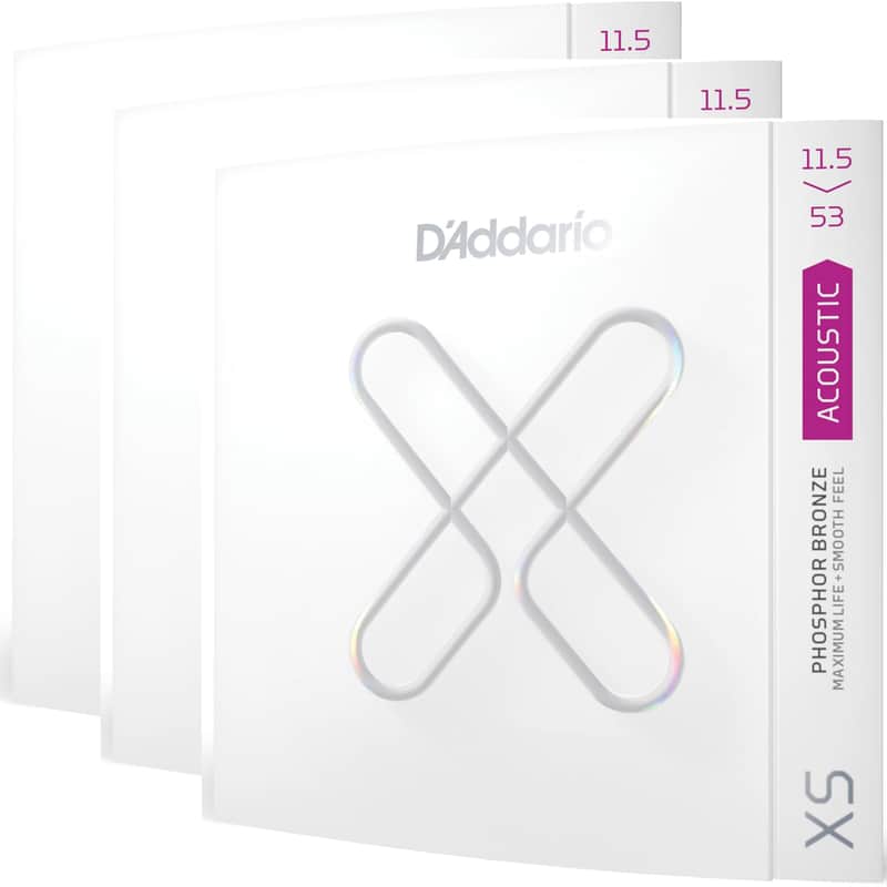 3-Pack D'Addario XS Phosphor Bronze Custom Light Plus Coated Acoustic Guitar Strings, 11.5-53 image 1