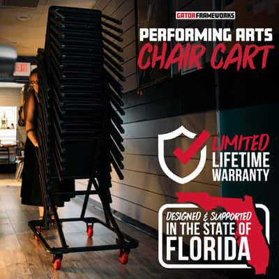 Gator Frameworks Performing Arts Chair Cart Supports up to 332 pounds & 15-18 Non-Folding Band and Orchestra Chairs, (GFW-BNO-PACHAIR-CART) image 9