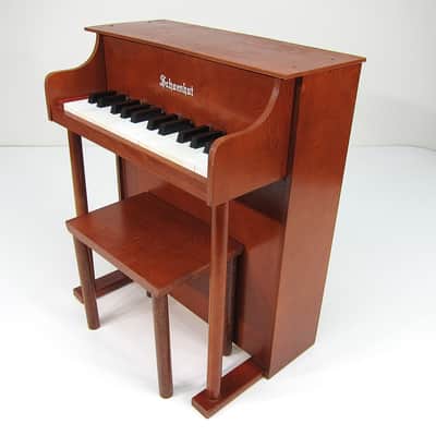 1960s Schoenhut Children's Toy Upright Piano Two Octave Near Mint Birch Cabinet & Matching Bench! image 3